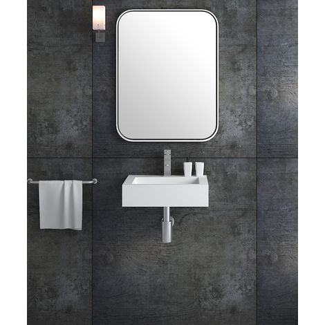 Hängendes quadratisches Waschbecken Mattweiß - Inongo (1/5)