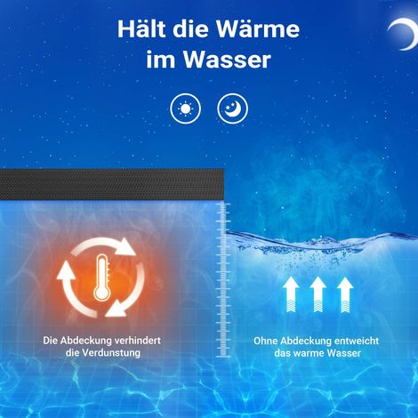 Wiltec Bâche à bulles solaire rectangulaire pour piscine, 5 x 8 m, 400 µ, en PE, couleur noire, couverture piscine, chauffage piscine — vue 4