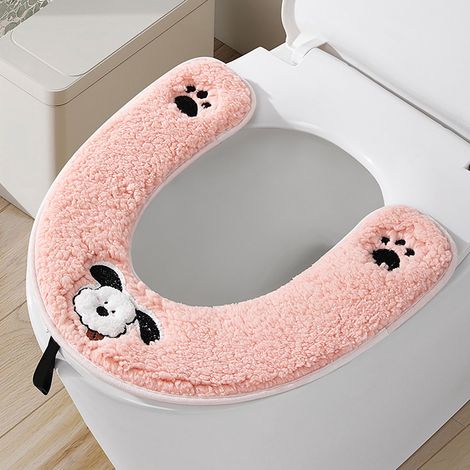 Couvre-Abattant De Toilette - En Polyester Tricoté Épais - Élastique Haut - Confort Hivernal - Pour Sièges Ronds Et Rectangulaires - 40,5 x 39 cm - 1 Pièce (1/3)