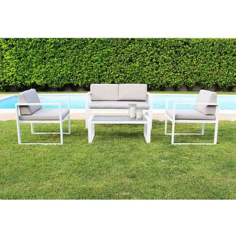 SALOTTO FORMENTERA STRUTTURA BIANCA CON CUSCINI D120X66X6 P65X66X63 T92X51,5X35 (1/5)