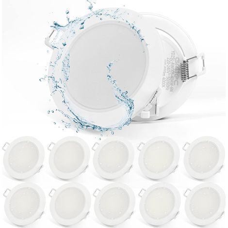 Spot LED Encastrable Extra Plat 220V, 10x 5W Plafonnier Encastré IP65 400LM 4000K Blanc Neutre, Spot Encastré Ultra-mince 35MM, Trou 68-80mm Pour Salon Chambre Salle de Bains (1/5)