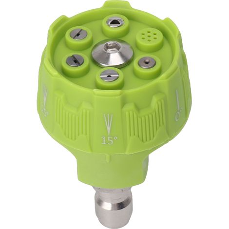 Buse de pulvérisation pour nettoyeur haute pression 6 en 1 multifonctionnelle et réglable, embout de connexion vert avec prise 1/4". (1/5)
