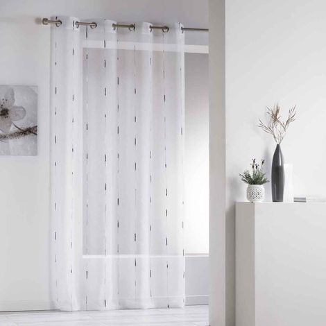 Rideau Voilage à Œillets "Chenilla" 140x280cm Gris (1/3)