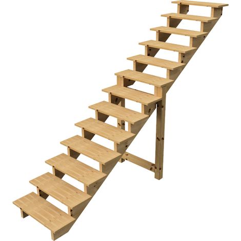 Holztreppe Höhe 224cm 13 Stufen, Breite 80cm, OHNE Setzstufen