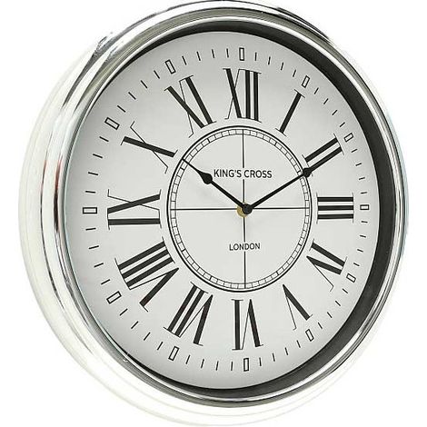 Horloge Ronde Chiffres Romains Plastique Argenté