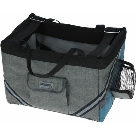 KERBL Bicycle bag for dogs and cats - Vacation - Gray/blue - 38x29x25 cm - Robust fabric (1/3)