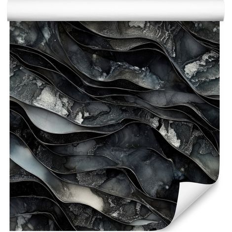 Carta da parati con inchiostro grafite, nero e blu navy per soggiorno e camera da letto, 50x1000 cm. (1/5)