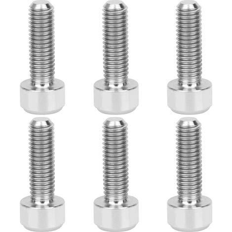 TC4 Lot de 6 vis de guidon pour VTT, boulons de rehausse de potence, accessoires de vélo M15x16 argentés (1/5)