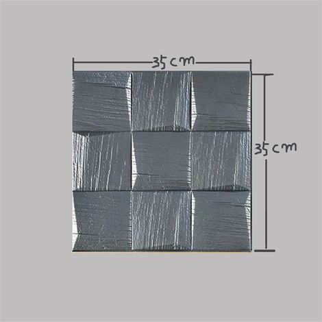 (Gris, 10 pièces - 35 x 35 cm x 7 mm) Papier peint autocollant 3D stéréoscopique, imperméable, en mousse, motif brique (1/2)