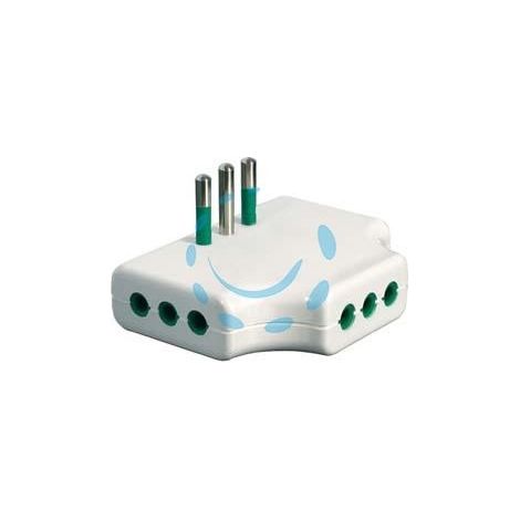 ADATTATORE TRIPLO PIATTO 2 POLI + TERRA 10A BIANCO - bianco 82250