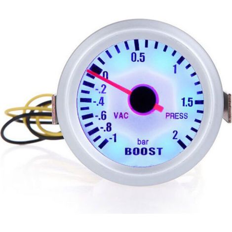 Manomètre de pression à vide Turbo Boost pour voiture, 2 pouces, 52 mm, 1 à 2 bars, lumière LED bleue (1/5)