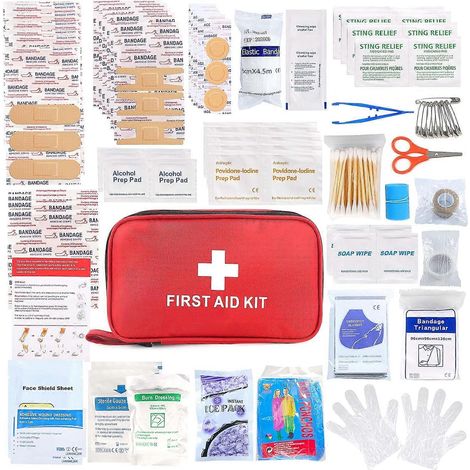 Trousse de premiers secours 194 pièces, kit d'urgence pour la randonnée, le camping, kit de traumatologie pour bateau, véhicule, trousse de secours compacte pour la maison, la voiture, les voyages et  (1/4)