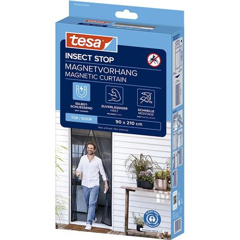 Mosquitera cortina magnética con cierre automático, antracita, 90 x 210 cm