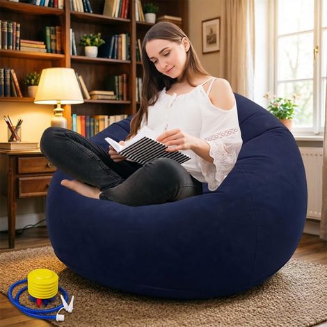 Pouf gonflable, fauteuil gonflable, pouf gonflable avec pompe à air, canapé-fauteuil gonflable, pouf, ultra doux, lavable, canapé gonflable pour salon, chambre, camping (1/5)