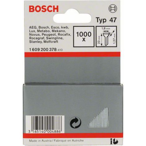 Bosch Accessories 1609200378 Tackernägel Typ 47 Produktabmessung, Länge 23 mm 1000 St.