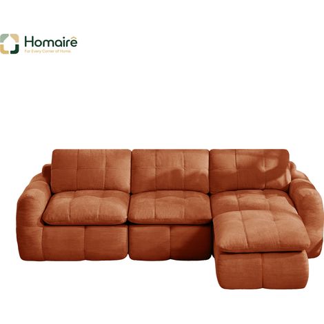 Canapé modulable en chenille orange avec accoudoirs 264 x 160 x 68 cm HOMAIRE (1/5)