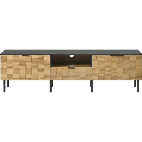Mobile TV basso 2 ante con cassetto e vano aperto effetto legno 170 cm MODENUIT (1/5)