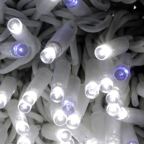Luccika stringa catena 2 metri 24 luci di Natale a Maxi Led per uso esterno ed interno professionale senza alimentatore Bianco Ghiaccio 10 metri - 100 MaxiLed Blu (1/5)