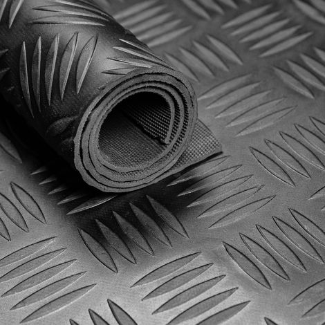 Gummimatte 100 cm breit schwarz Bodenmatte Hammerschlag Design