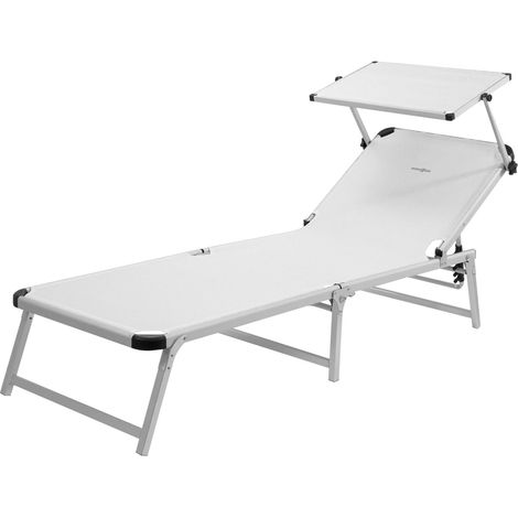 lettino prendisole reclinabile con tettuccio brunner "marbella" in alluminio e syntex plus bianco 192x67x30 cm (1/5)