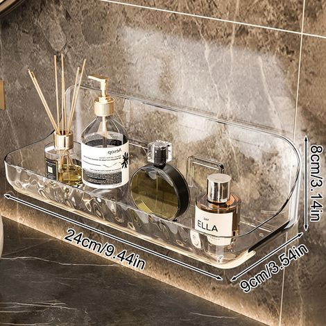 Étagère de salle de bain en acrylique (MULTI) - Support mural pour toilettes - Rangement pour cosmétiques sans perforation (1/5)