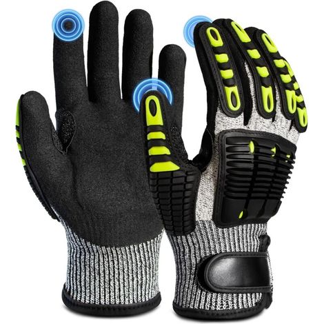 Gants de travail antichoc – adaptés aux travaux de construction lourde, à l'entreposage et à la réparation automobile – 1 paire, taille XL (1/5)