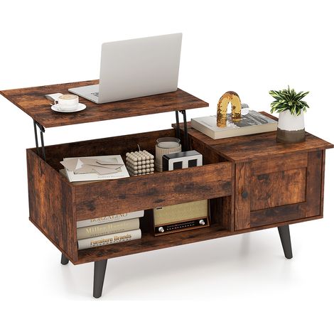 COSTWAY Lift Top Coffee Table Pull up Coffee Table with Storage-Coffee (1/5)