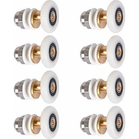 8 pièces 25mm Porte de Douche - Rouleau Roulette Roue pour Porte de Douche Roulettes Coulissantes Porte Roue de Remplacement pour Rouleau (1/5)