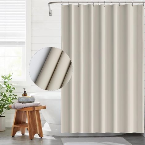 1 Rideau de douche, EVA anti-moisissure, imperméable beige, 12 anneaux, salle de bain
