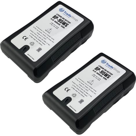 2x Trade-Shop Li-Ion Akku V-Mount 14,4V 6600mAh 95Wh mit D-Tap USB Ausgang für Sony HDW-S280 SRPC-1 SRW-1  ersetzt Sony BL-BP150 BP-150 BP-150W (1/4)