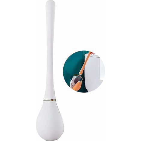 Brosse de toilette en silicone avec support mural – Ouverture et fermeture automatiques – Tête pliable pour nettoyage en profondeur – Matériau TPR durable (1/5)