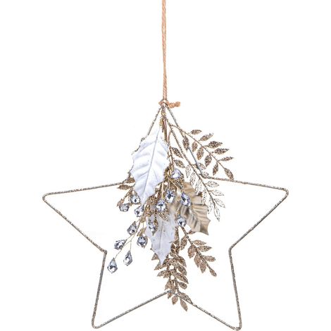 Pendente natalizio stella stilizzata con glitter decorazione per interno e esterno h 33 cm