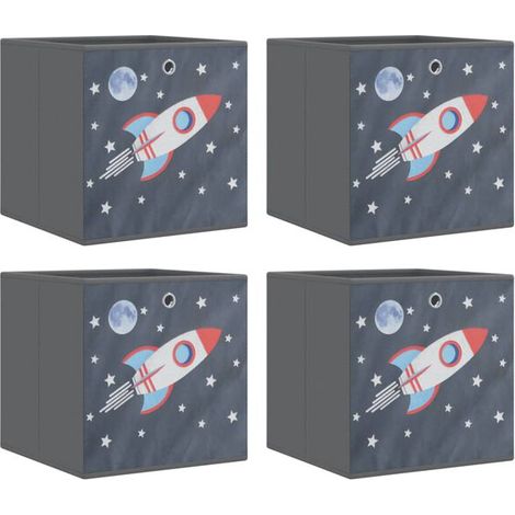 Ensemble de quatre boîtes de rangement pliables, mesurant 32x32x32 cm, en tissu non tissé. (1/5)