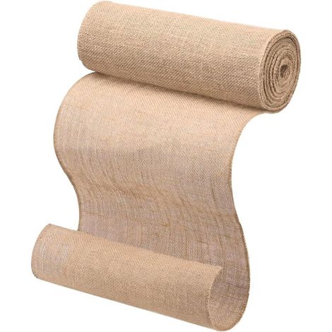 Rouleau de Nappe en Jute 30 cm x 10 m, Chemin de Table,Les Bords Grossiers en Coton et Lin sont Joliment Cousus et Peuvent être coupés, adaptés pour Le Bricolage de fête de Mariage (1/5)