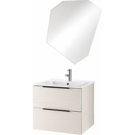 Mobile da bagno sospeso BALI 60 cm con specchio LED Bianco Nordico (1/5)