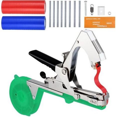 Machine à attacher les plantes avec 20 rouleaux de ruban adhésif + 10 000 agrafes pour raisins, tomates, vignes, légumes, fleurs (1/5)