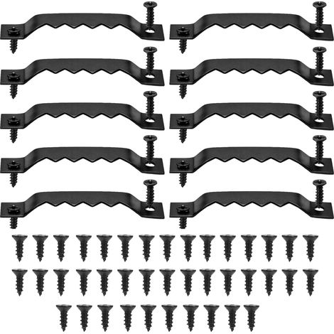 Lot de 20 extensions en dents de scie - En métal - Avec vis - Pour photos lourdes, horloges et articles de bricolage (rallonge noire) (1/5)