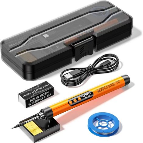 Kit fer à souder orange avec mini-écran numérique et cordon de recharge USB sans fil pour la réparation d'appareils électroménagers (1/5)