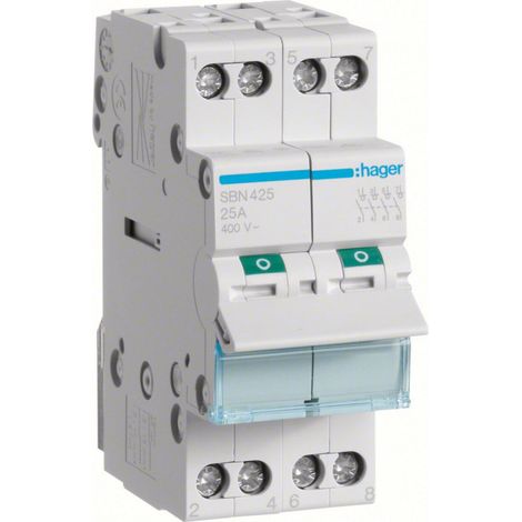 Sectionneur Hager 25A 4 Pôles 400 Vac 2 Modules SBN425 (1/6)