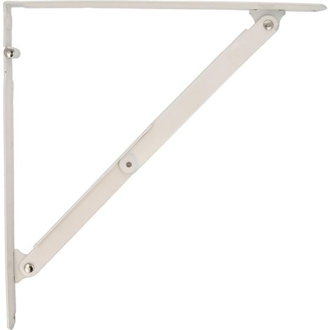 Équerre pliante pour étagère murale Support robuste en acier Installation facile Design moderne pour cuisine, salle de bain, bureau Blanc, 200 x 200 mm, Métal (1/5)