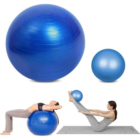 Gymnastikball 55cm 65cm Fußpumpe Yoga Pilates Core 65CM+25CM Blau (1/5)