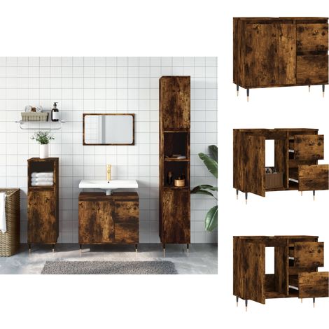 Badezimmerwaschtische - Living Badschrank Räuchereiche 65x33x60 cm Holzwerkstoff (1/5)