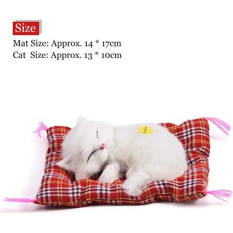 Chat en peluche endormi pour enfant (blanc)