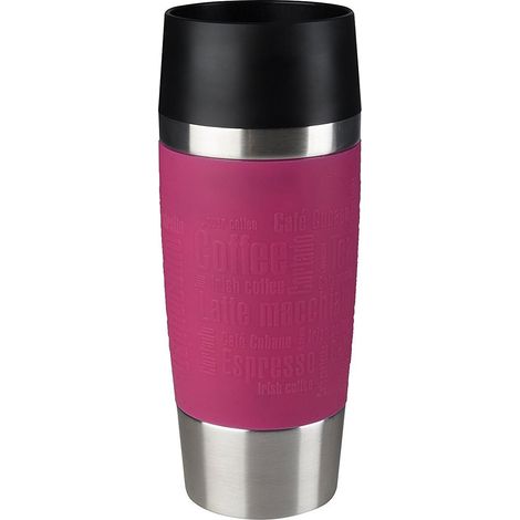 Emsa 513550 Travel Mug Bicchiere Termico con Chiusura Quick Press, Acciaio Inossidabile, Lampone, 1 unità (Confezione da 1) (1/4)