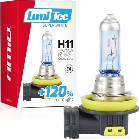 Bombilla halógena H11 12V 55W LumiTec Super Blanca +120% amio-02139 (1/5)