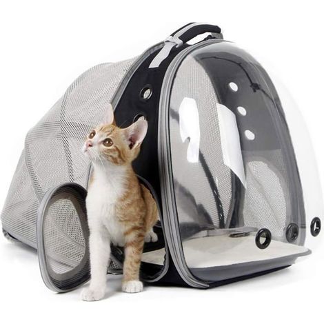 Sac à Dos pour Chat - HANDEIU - Extensible - Transparent à Bulles - Légère - 6 kg Max (1/5)