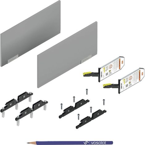 Blum Aventos HKi mit Blumotion teilintegriert, Kraftspeicher 24K2300 SET - Klappenbeschlag mit Montagezubehör und Abdeckkappen in Hellgrau + vasalat Bleistift, 5-teilig (1/5)