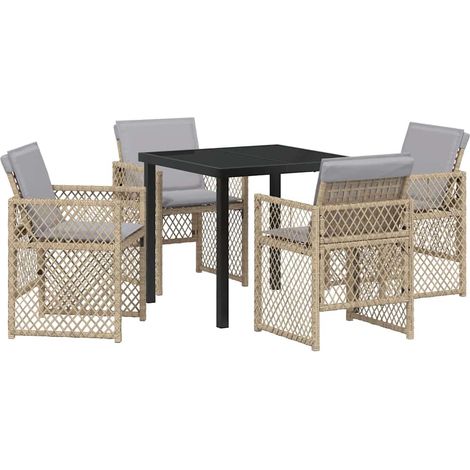 Ensemble de salle à manger pour jardin 5 pcs,Salon de jardin Beige polyrotin CFW69721 (1/5)