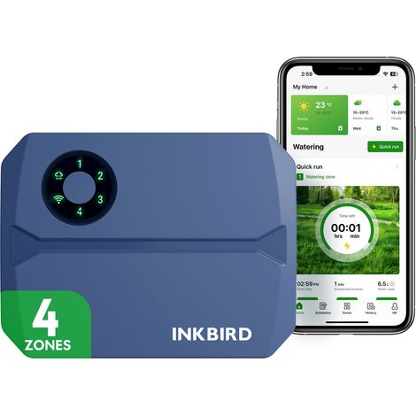 INKBIRD Programmateur Arrosage 4 Voies WIFI IIC-401-WIFI Minuteur Minuterie Irrigation Intelligent APP Réglage saisonnier