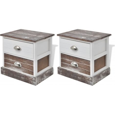 Maison Exclusive - Comodini 2 pz Marrone e Bianco